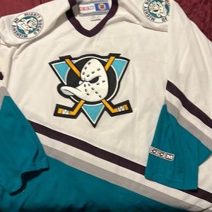 NHL Anaheim Ducks CCM hockey jersey, sized XL. Practically brand new.